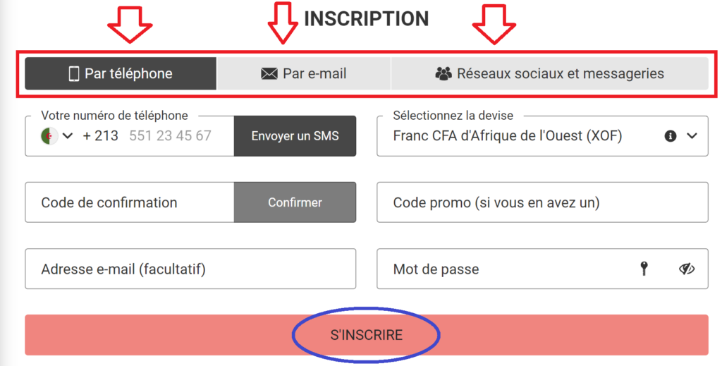 Inscription sur la plateforme Megapari