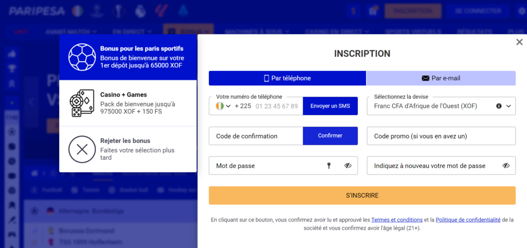 Paripesa connexion