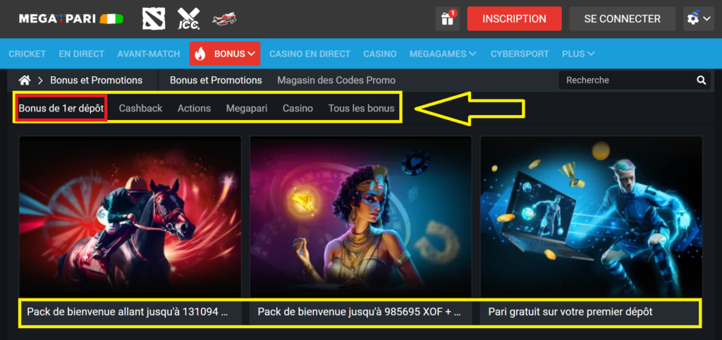 Megapari bonus de bienvenue et promotions